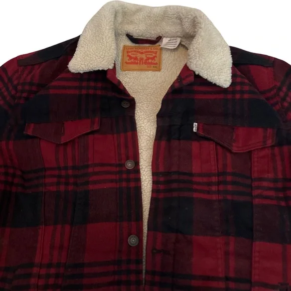 Signature by Levi Strauss  Sherpa Plaid Truck Driver Jacket Men’s Size XXL - Picture 3 of 9